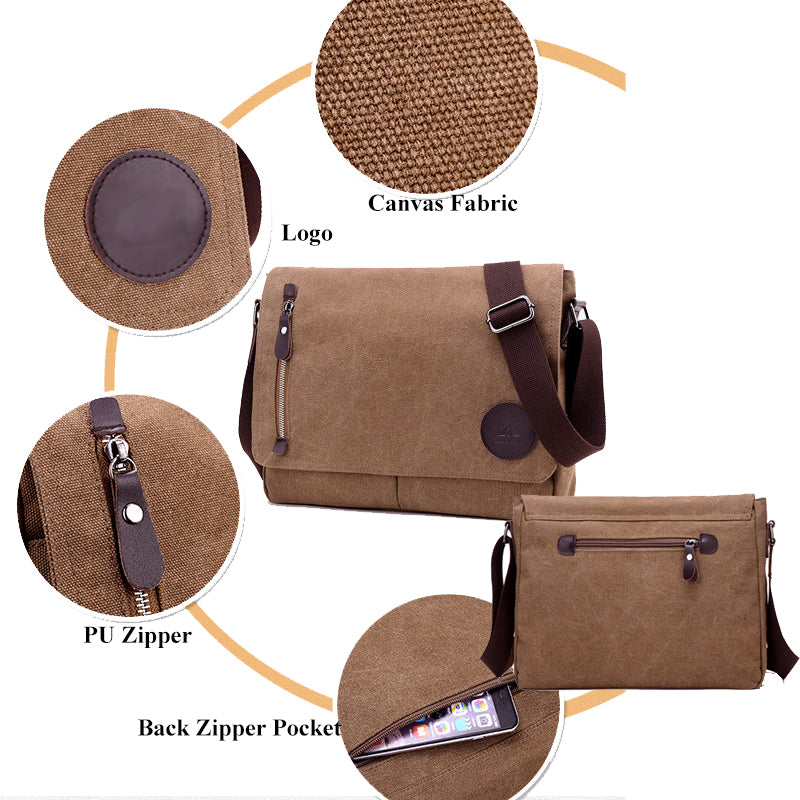 14in Men Canvas Bags Casual Student Satchel