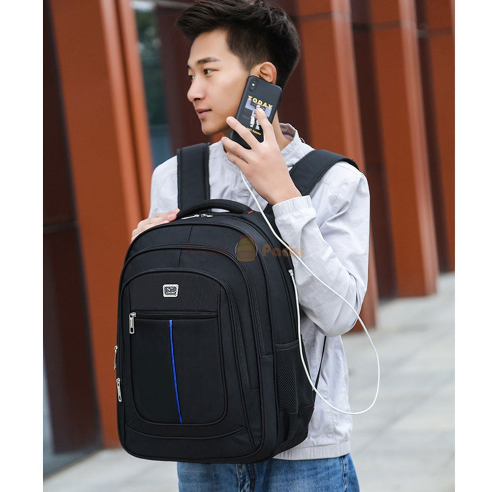 Travel Backpack with USB Charging Port for Teen Boys Oxford Large Capacity School Bag Top Level