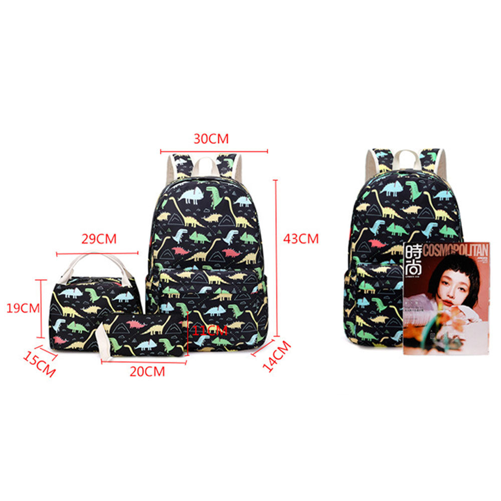 Dinosaur & Unicorn Printing Backpack Sets for Teens Back to School Bookbag for Middle School/Primary School Kids