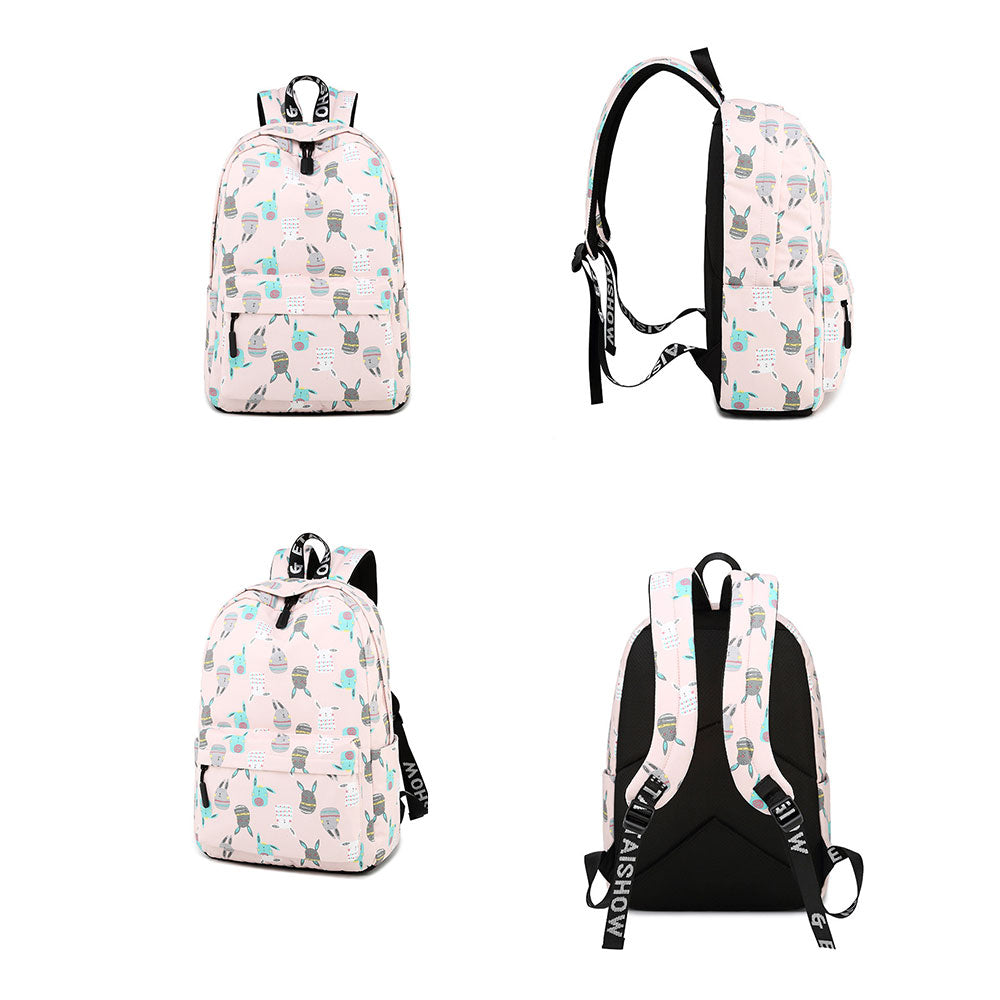 Girls' Cartoon Backpack with Laptop Compartment Rabbit Printing College Backpack