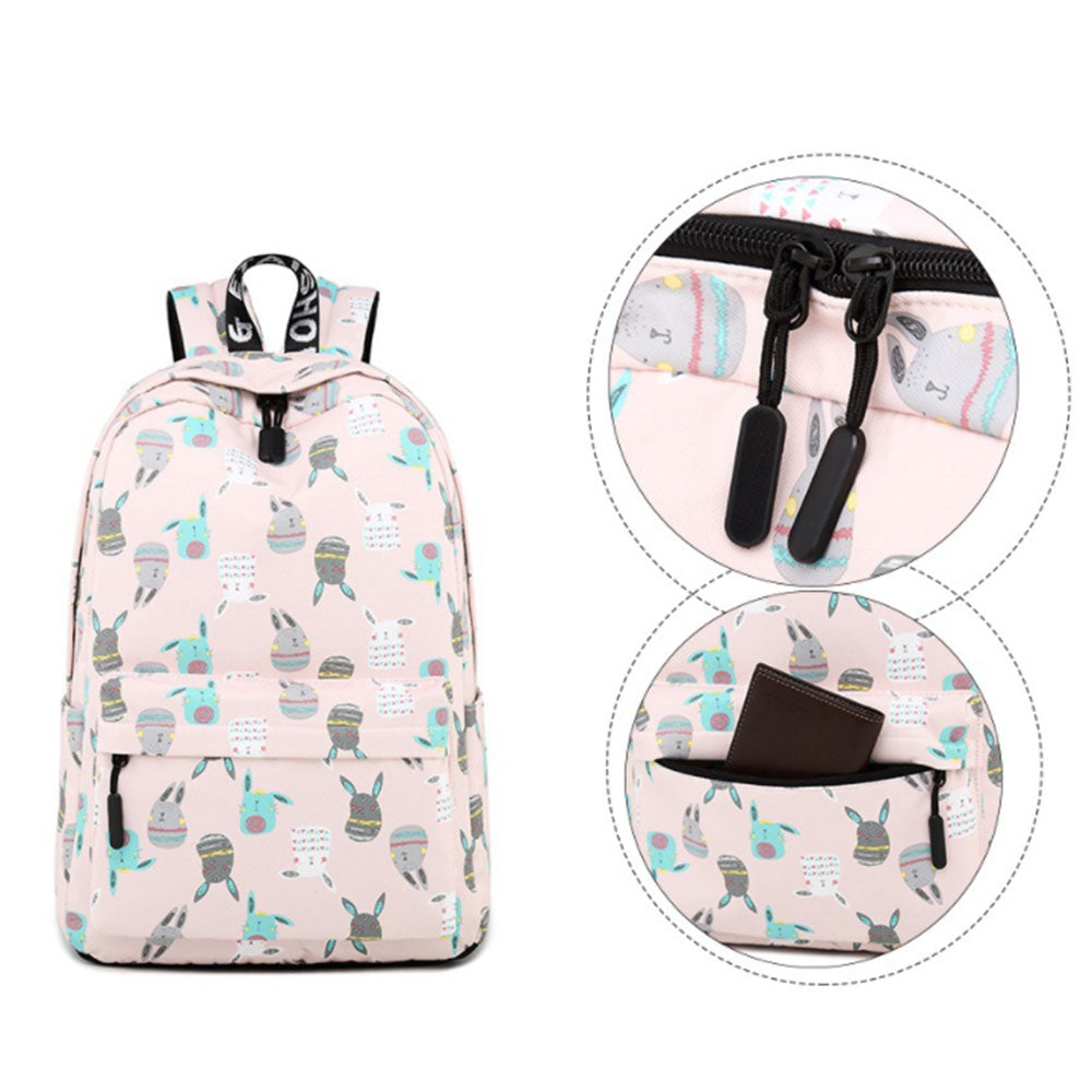 Girls' Cartoon Backpack with Laptop Compartment Rabbit Printing College Backpack