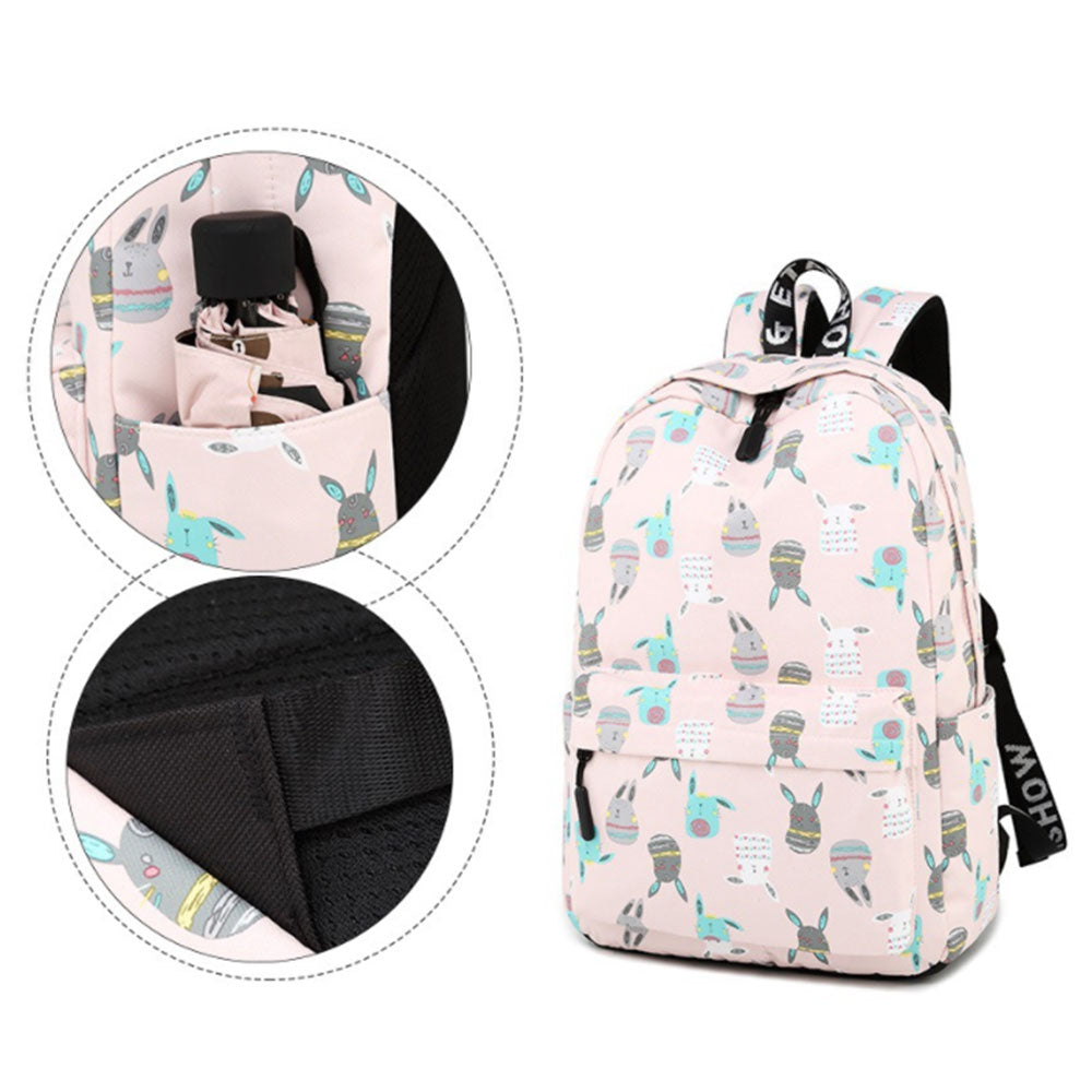 Girls' Cartoon Backpack with Laptop Compartment Rabbit Printing College Backpack