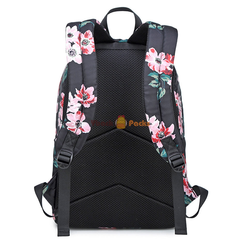 Stylish Floral Backpack with USB Charging Port Casual College Travel Bag for Teens