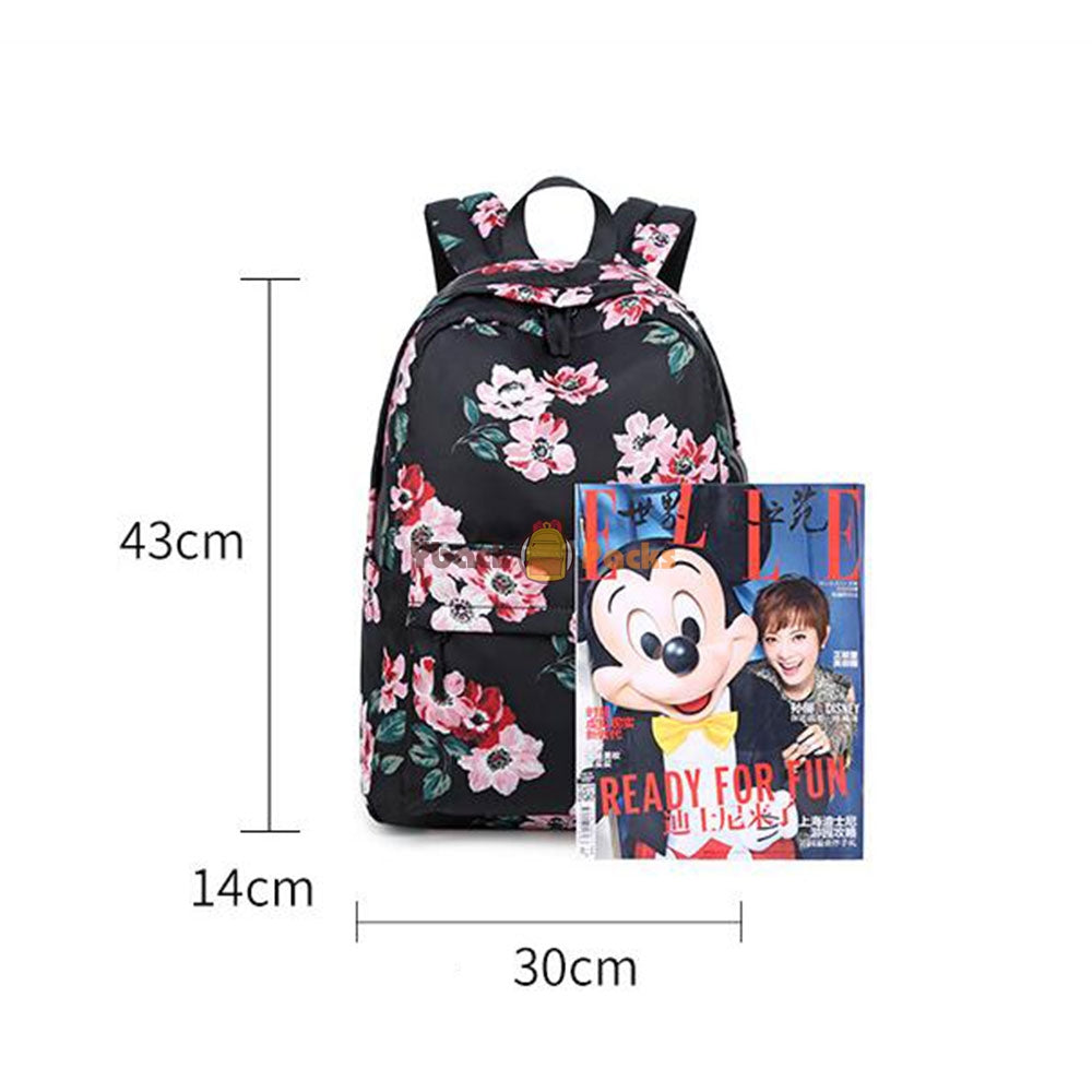 Stylish Floral Backpack with USB Charging Port Casual College Travel Bag for Teens