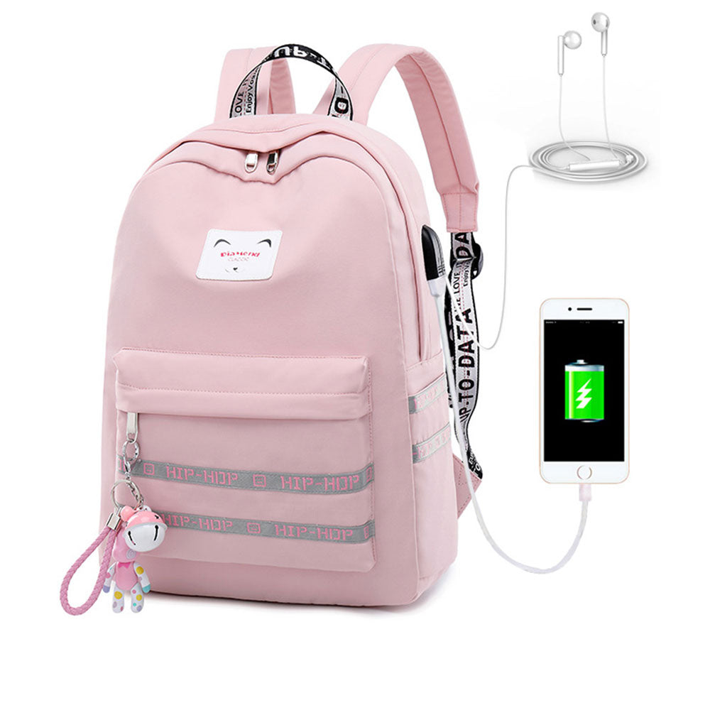 Girls School Backpack with USB Charger Cute Lightweight Bookbag Travel Bag Top Level