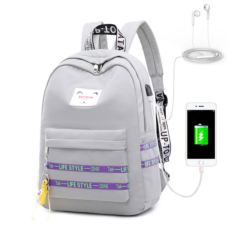 Girls School Backpack with USB Charger Cute Lightweight Bookbag Travel Bag Top Level