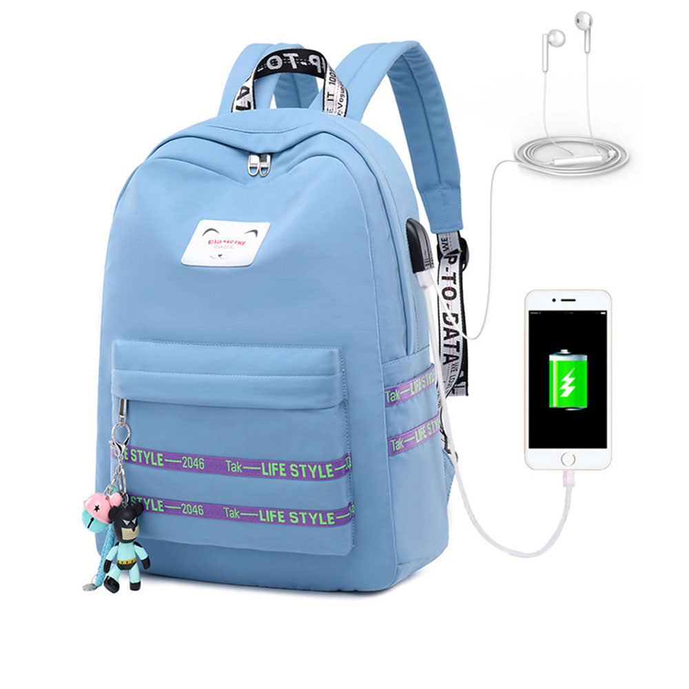 Girls School Backpack with USB Charger Cute Lightweight Bookbag Travel Bag Top Level