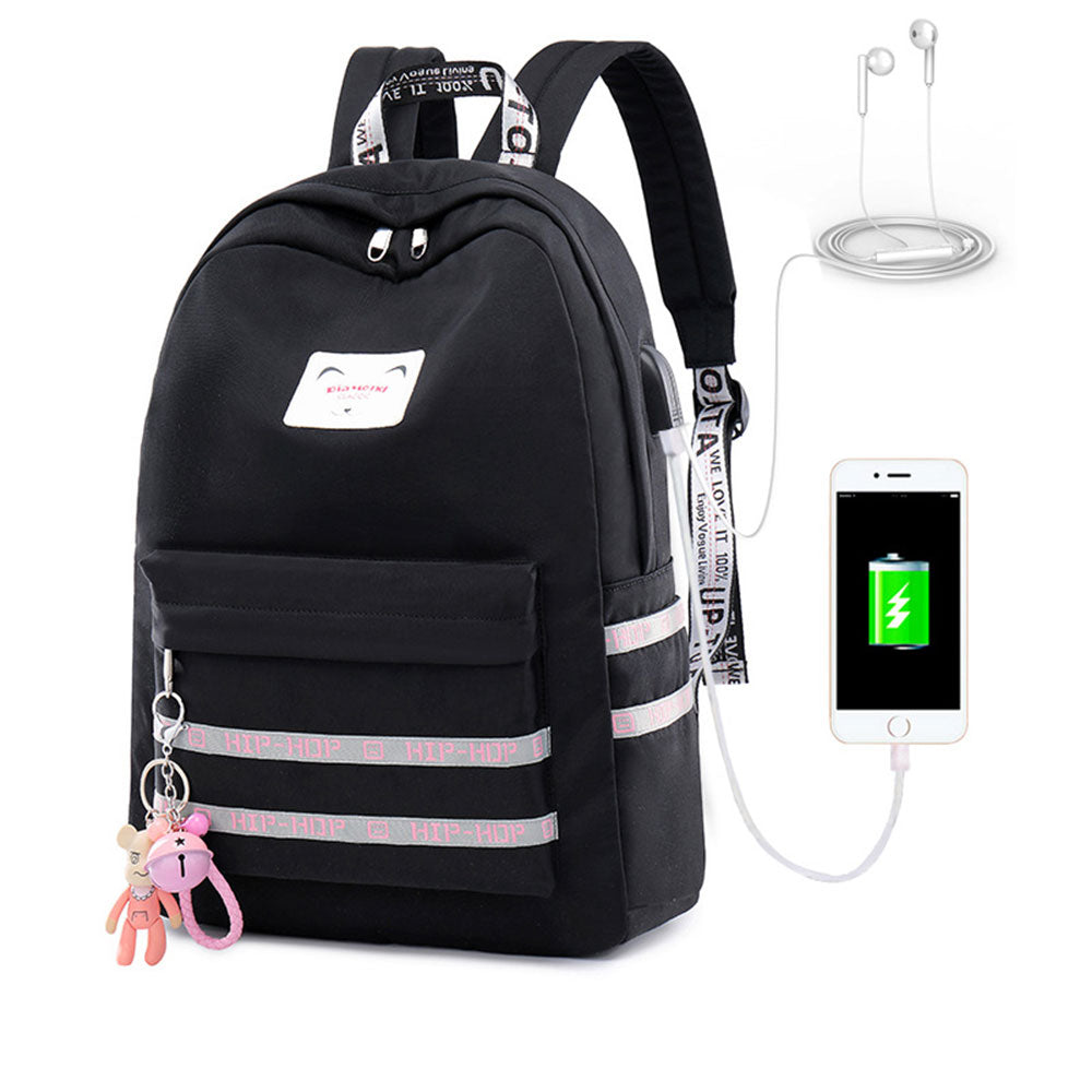 Girls School Backpack with USB Charger Cute Lightweight Bookbag Travel Bag Top Level