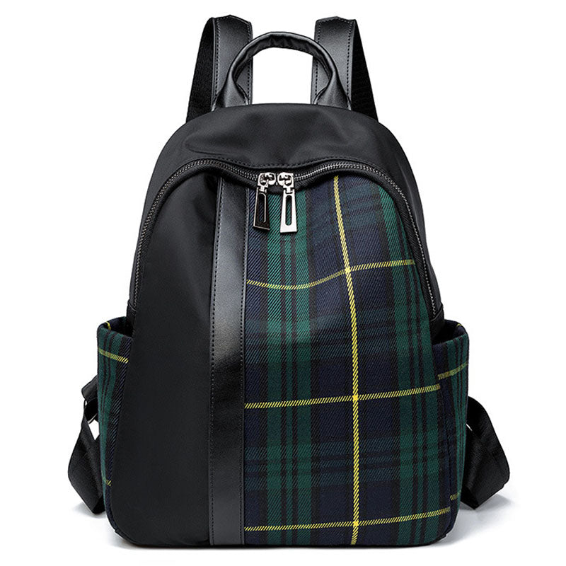Checkered Backpack Large Capacity Oxford Schoolbag Girls Bookbag