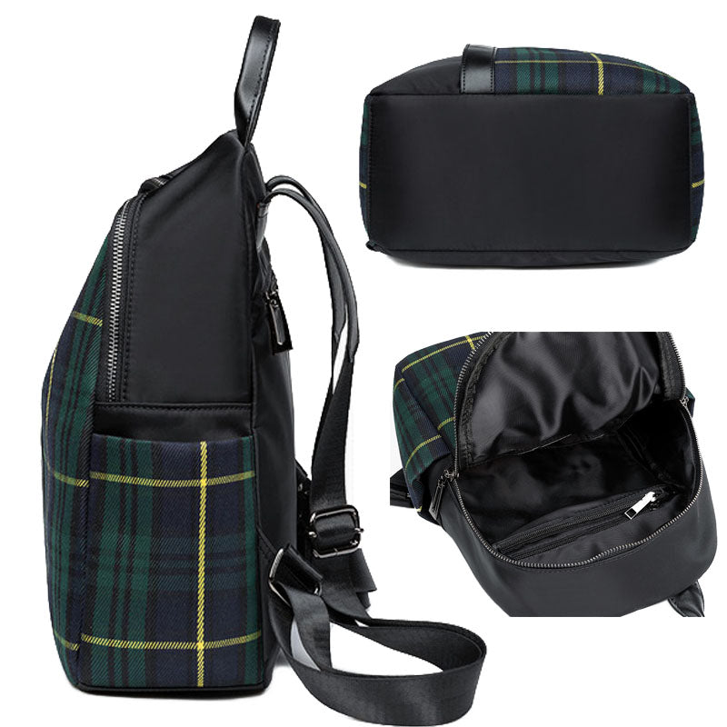 Checkered Backpack Large Capacity Oxford Schoolbag Girls Bookbag