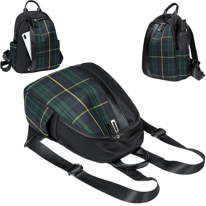 Checkered Backpack Large Capacity Oxford Schoolbag Girls Bookbag