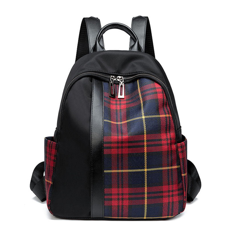 Checkered Backpack Large Capacity Oxford Schoolbag Girls Bookbag