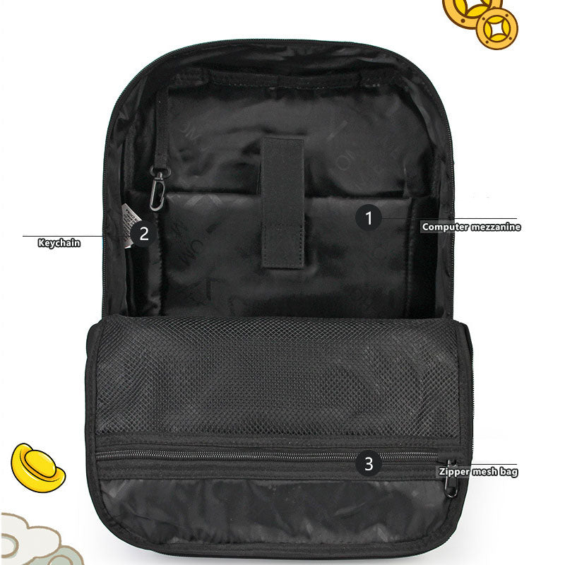 Simple Panda Crane Pattern Backpacks Girls Boys Anti-theft Bookbag