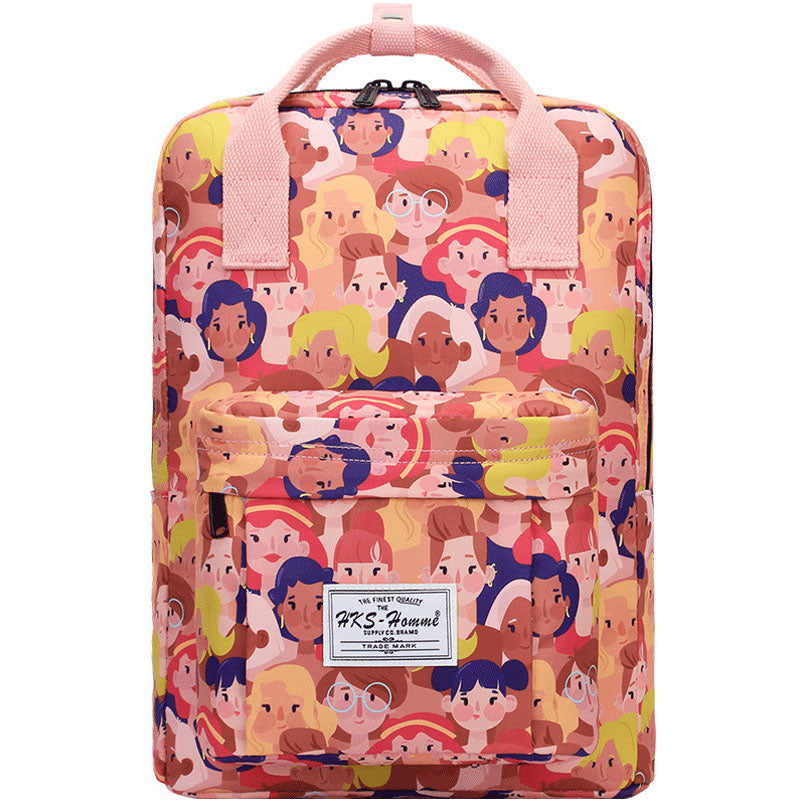 Two-way Zipper Laptop Backpack Student College Daypack School Bag