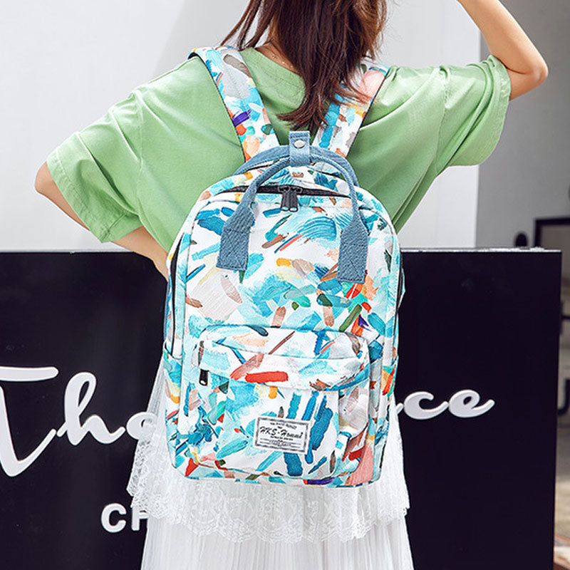 Two-way Zipper Laptop Backpack Student College Daypack School Bag