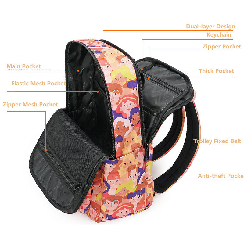 Two-way Zipper Laptop Backpack Student College Daypack School Bag