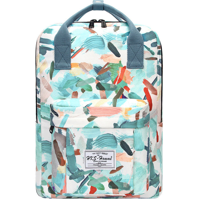 Two-way Zipper Laptop Backpack Student College Daypack School Bag