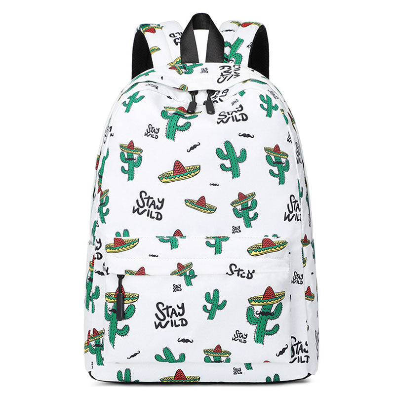Waterproof Backpack Lightweight Cactus Printing Backbag School Student Book Bag