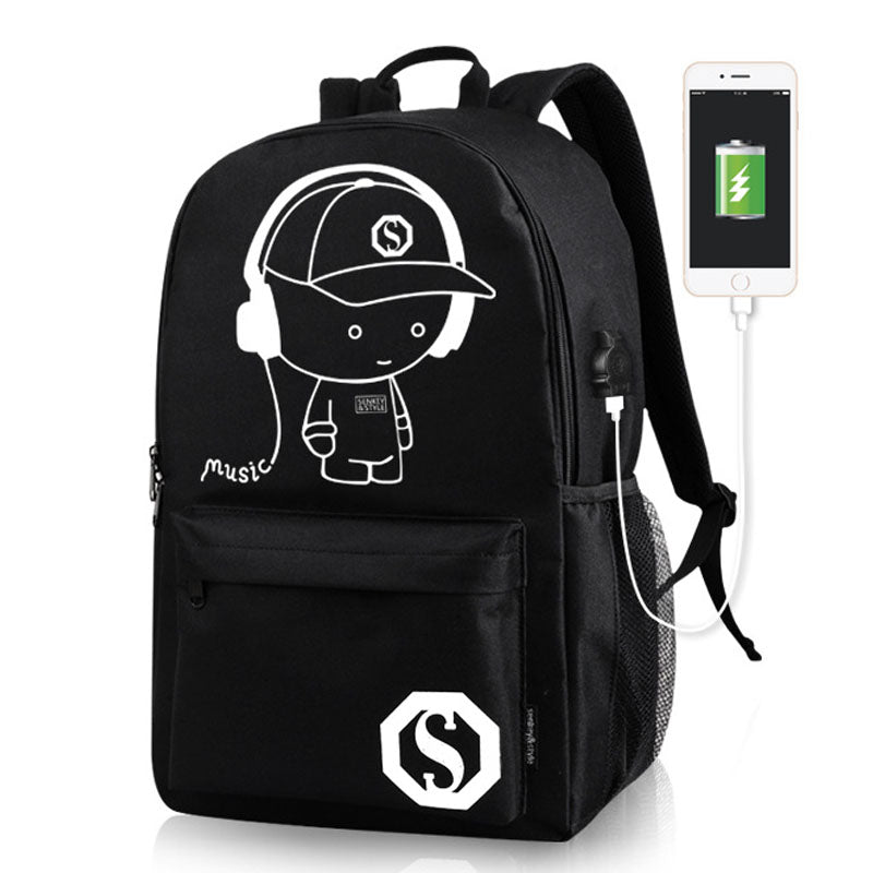 Luminous School Backpack For Teenage Boys School Bags USB Charging