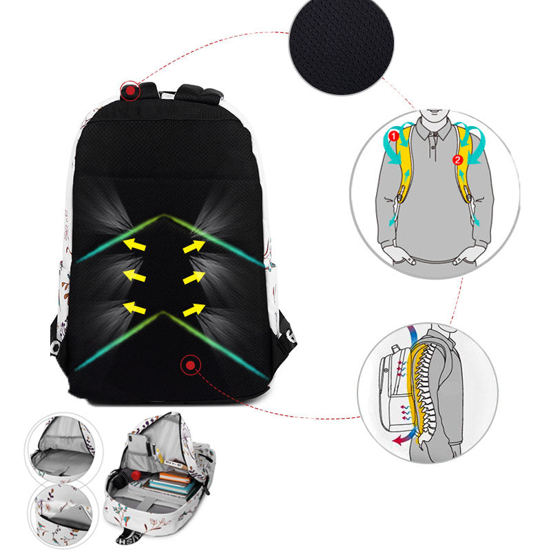 Plant Backpack Printed School Bag For Teenager Portable Large Girl's Bag