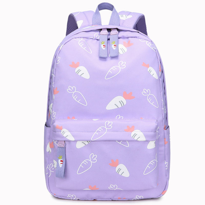 Cute Carrot Pattern Backpack Embroidered Polyester Waterproof Bookbag