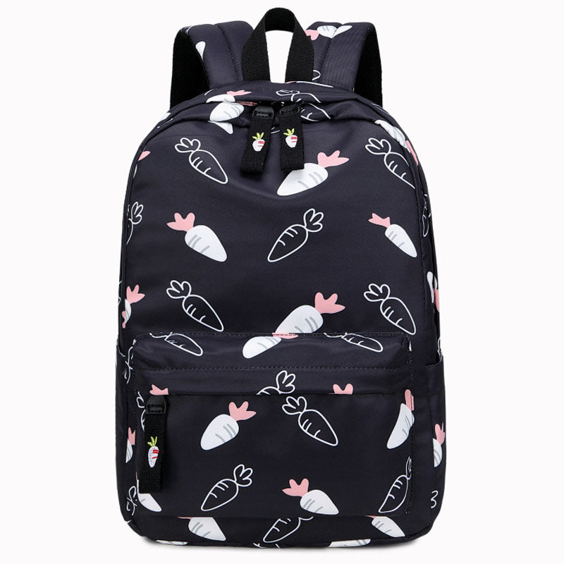 Cute Carrot Pattern Backpack Embroidered Polyester Waterproof Bookbag