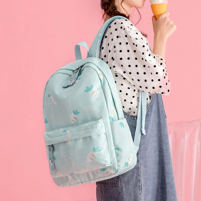 Cute Carrot Pattern Backpack Embroidered Polyester Waterproof Bookbag