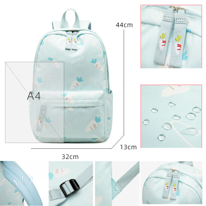 Cute Carrot Pattern Backpack Embroidered Polyester Waterproof Bookbag