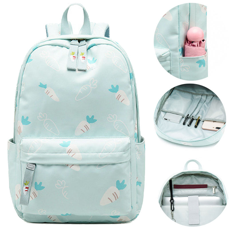 Cute Carrot Pattern Backpack Embroidered Polyester Waterproof Bookbag
