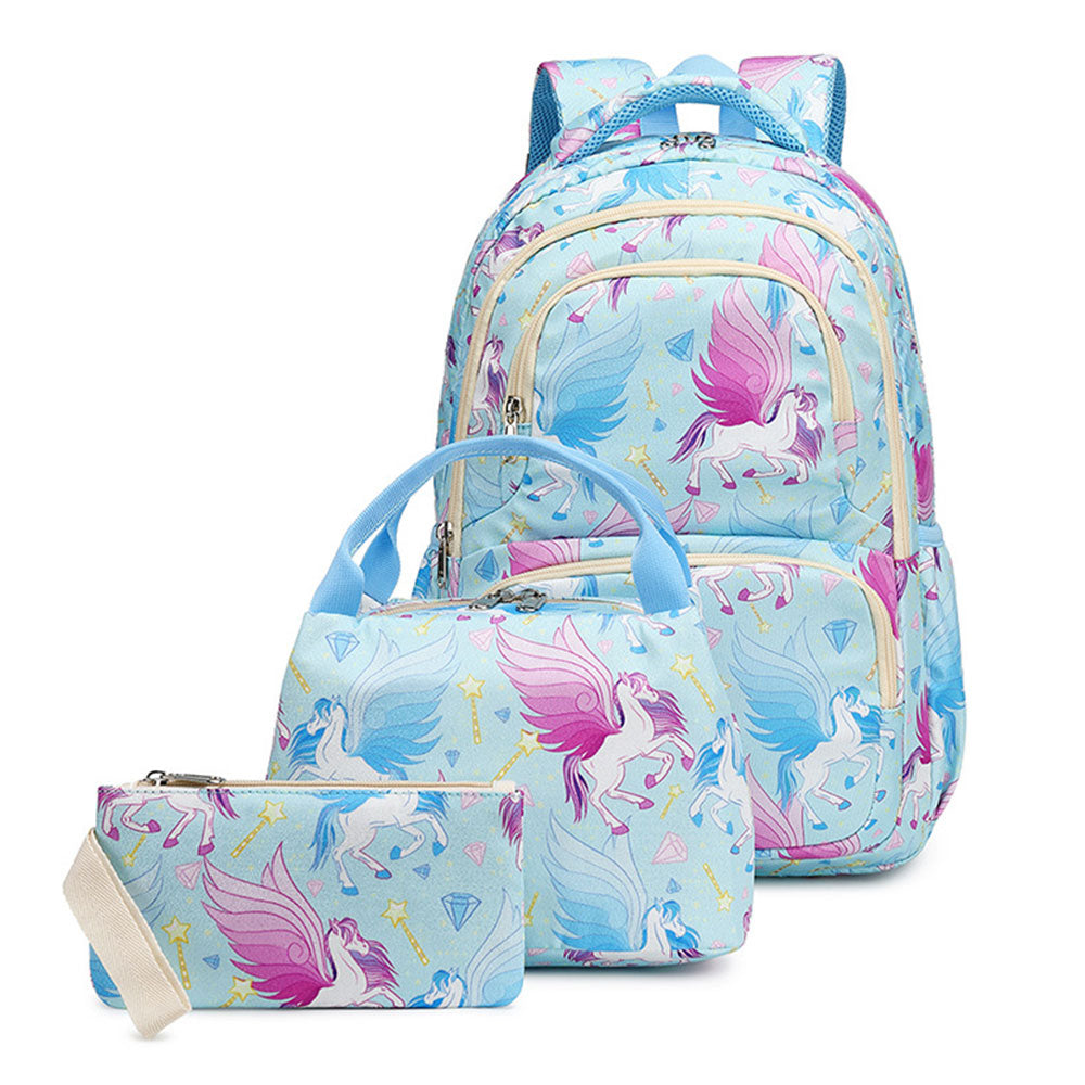 Dinosaur & Unicorn Printing Backpack Sets for Teens Back to School Bookbag for Middle School/Primary School Kids