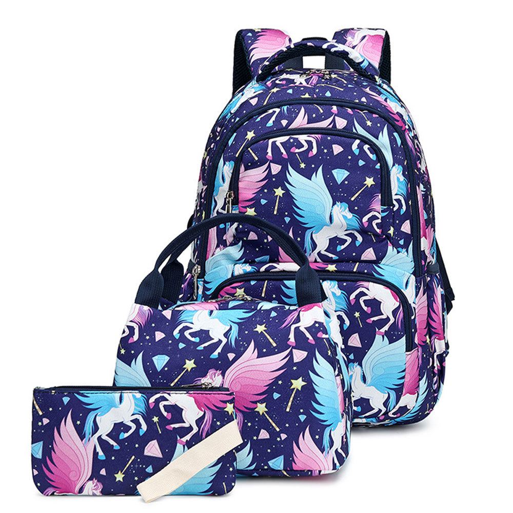 Dinosaur & Unicorn Printing Backpack Sets for Teens Back to School Bookbag for Middle School/Primary School Kids