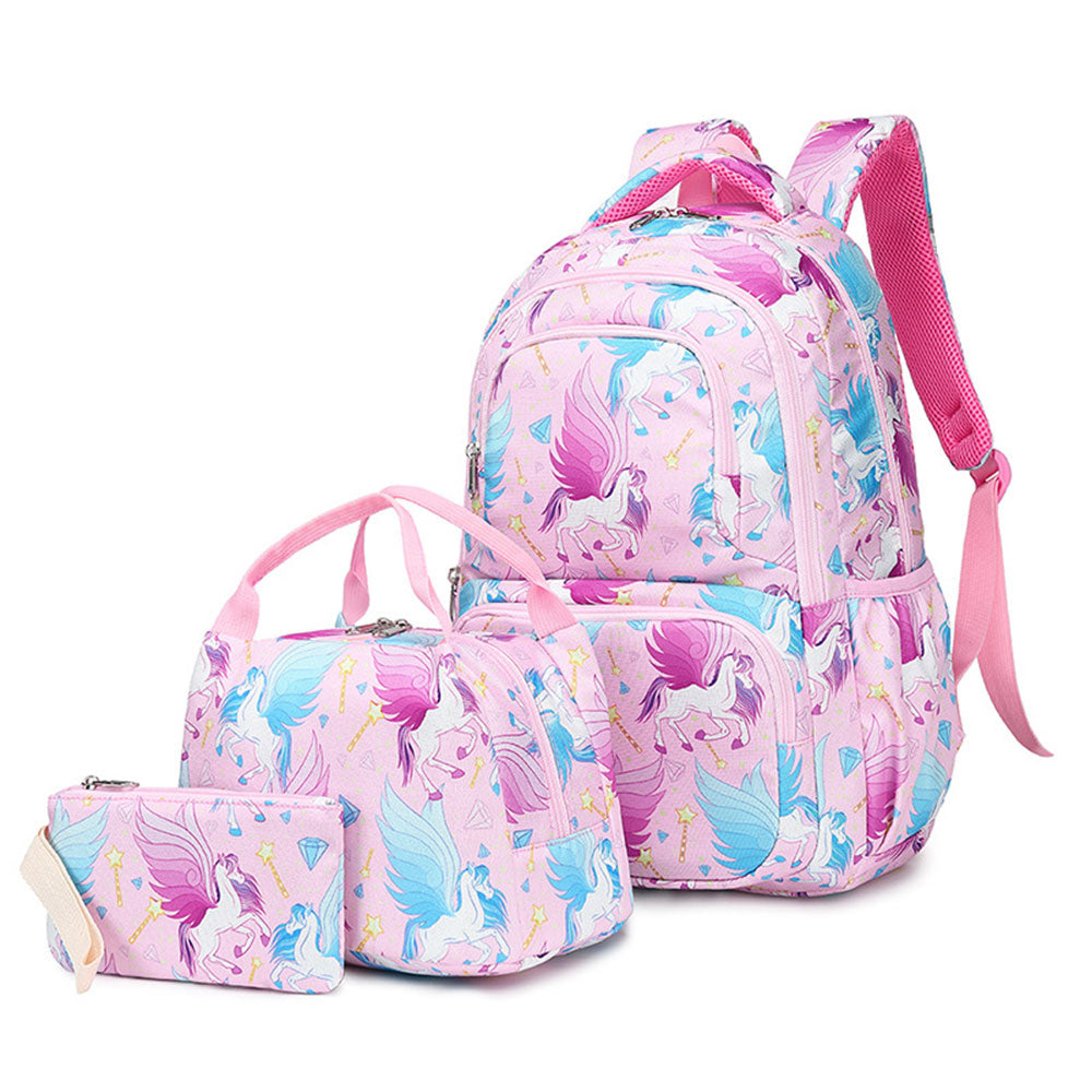 Dinosaur & Unicorn Printing Backpack Sets for Teens Back to School Bookbag for Middle School/Primary School Kids