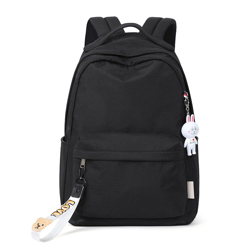 Simple Black Backpack Girls Kids Daypack Students Basic Bookbags