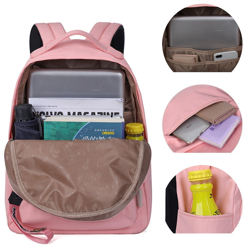 Simple Black Backpack Girls Kids Daypack Students Basic Bookbags